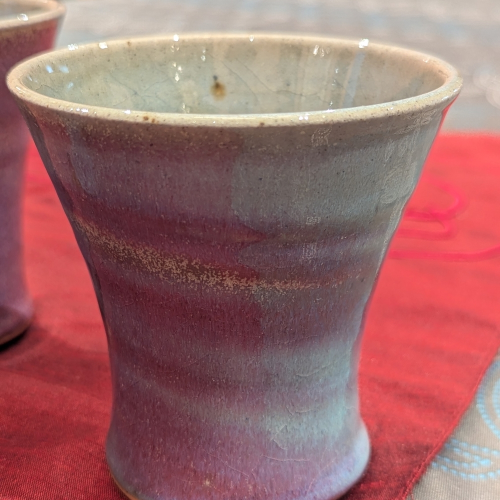 Elegant Ceramic Vase in Purple and Blue